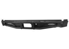 Black metal car bumper reinforcement beam with a central cutout and perforated sections on the sides.