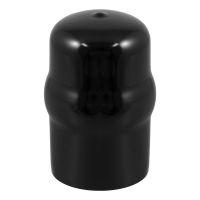 Shiny black cylindrical object with rounded top.