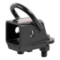 Black metal hitch receiver with U-shaped handle.