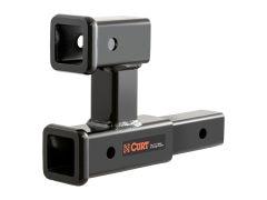 Black CURT hitch with two square receivers.