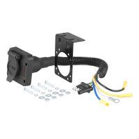 Trailer hitch wiring harness with mounting bracket and hardware.