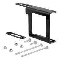 Black metal bracket with screws and bolts.