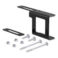 Black metal bracket and hardware components.