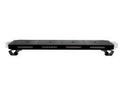 A black rectangular strobe light, featuring multiple LED lights and a sleek design, with rounded ends.