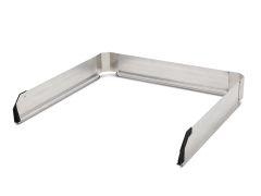 Stainless steel siding for cargo glide with black tip protectors.