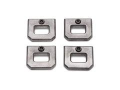 Four metal brackets with rectangular cutouts and screws.