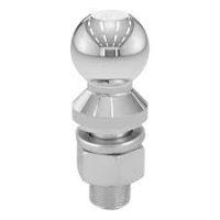 Shiny chrome hitch ball mount with spherical head.