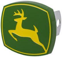 John Deere logo: a yellow leaping deer on a green shield-shaped background.