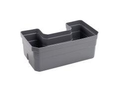 Gray plastic organizer with compartments.