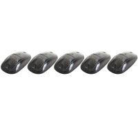 Five curved black cab lights arranged in a line, against a white background.