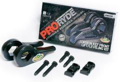 Image of a PRORYDE Torsion Key Front Lift/Leveling Kit, featuring two black torsion keys, bolts, and spacers, displayed on a sleek box with bold branding.