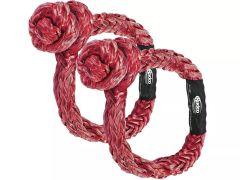 Two thick, braided ropes with red and white coloring, each with a large knot, positioned close together.