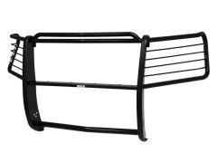 Black vehicle grille guard with horizontal bars and "WESTIN" logo, designed for protection and ventilation.