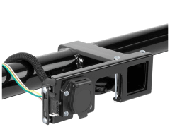 Trailer hitch with wiring and socket.