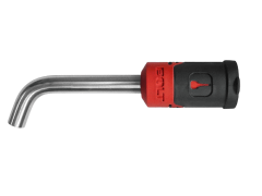 Red and black BOLT receiver lock with silver L-shaped shaft.