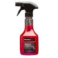 Black trigger spray bottle filled with bright red TechCare Weathertech floor liner and floor mat cleaner, shown against a white background.