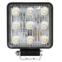 Square LED work light with ten circular LED bulbs arranged in a grid, encased in a black plastic frame.