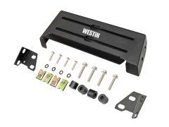 Black metal bracket with "WESTIN" logo surrounded by various screws, grommets, and brackets on a white background.