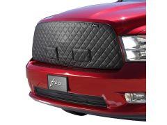 Red truck with black diamond-patterned bug screen and Fia logo.
