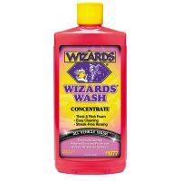 Bright red bottle of "Wizards Wash" vehicle cleaner with yellow cap and purple label highlighting product features.

Transcribed Text:

WIZARDS WIZARDS WASH CONCENTRATE • Thick & Rich Foam • Easy Cleaning • Streak-Free Rinsing ALL VEHICLE WASH Thoroug