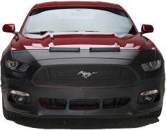 Red Ford Mustang with black grill and trim.