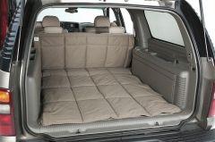 SUV with tan cargo liner.