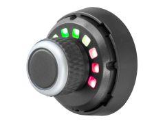 Black control knob with green and red indicator lights.