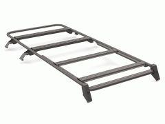 Metallic dark gray cargo rack with horizontal slats and angled mounts.