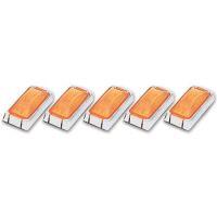 Five rectangular orange tailgate light covers lined up horizontally against a plain white background.