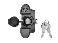 Trailer hitch lock with keys.