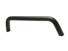 Black metal bull bar with a matte finish and curved corners.