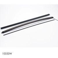 A curved black LED light strip is flanked by two straight black metal bars on a white background, with the text "10050W" at the bottom.