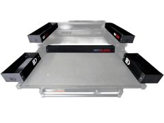 Bed Slide truck bed slide system with storage boxes.