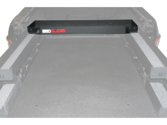 Truck bed with slide out storage system.