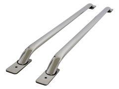 Two metal grab bars with mounting plates.