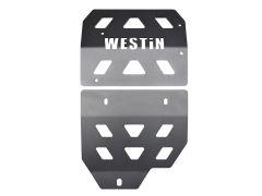 Two black metal plates with triangular cutouts; the top one bears the word "WESTIN."