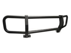 Black metal grille guard with horizontal tubes and mounting brackets.